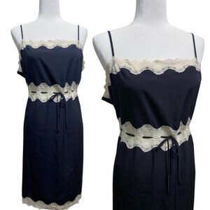 Vtg XL Black Lace Lightweight Elegant Feminine Nightgown Slip Dress coquette